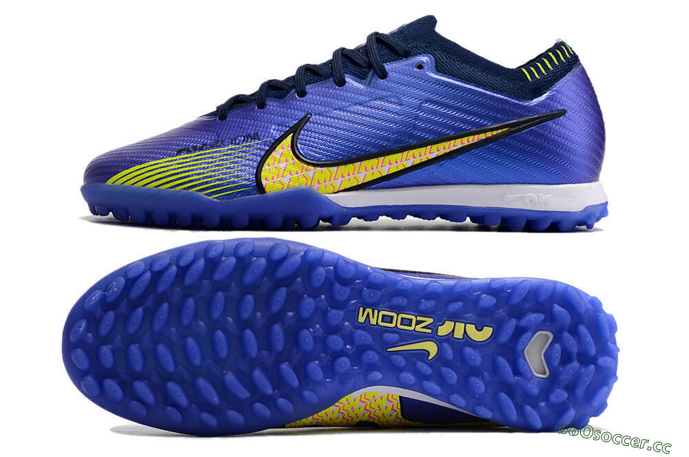 Men's Nike Air Zoom Mercurial Vapor 15 Elite TF Artificial Turf Low-Tops Football Shoes - Blue/Green/Yellow 1