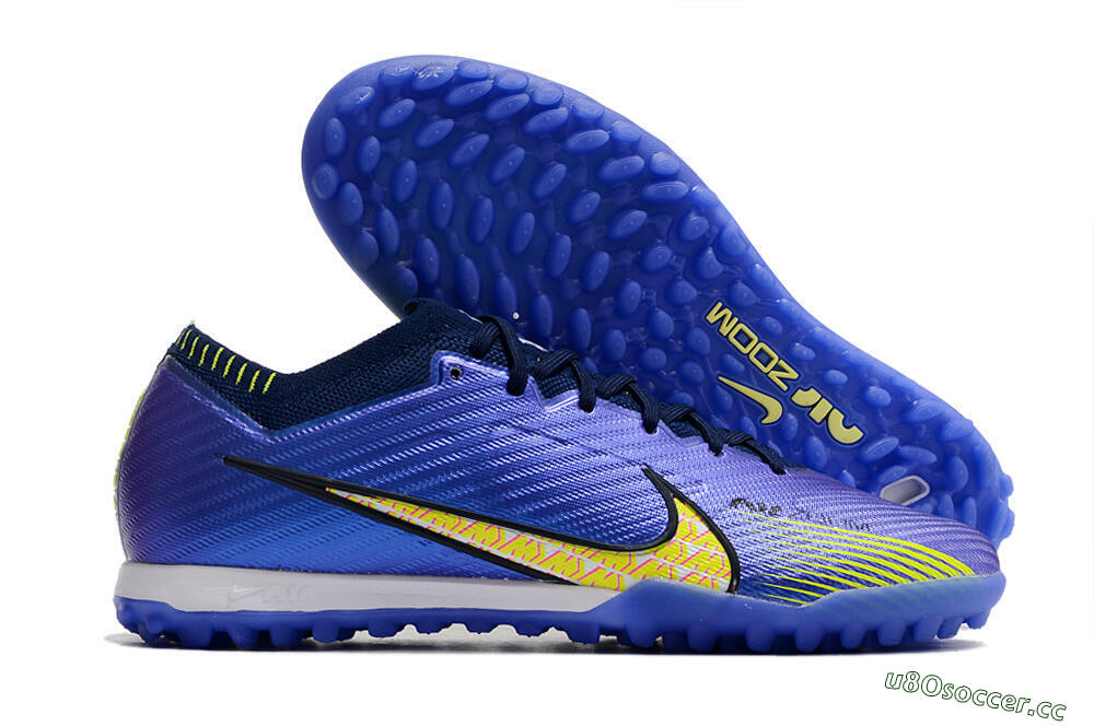 Men's Nike Air Zoom Mercurial Vapor 15 Elite TF Artificial Turf Low-Tops Football Shoes - Blue/Green/Yellow 2