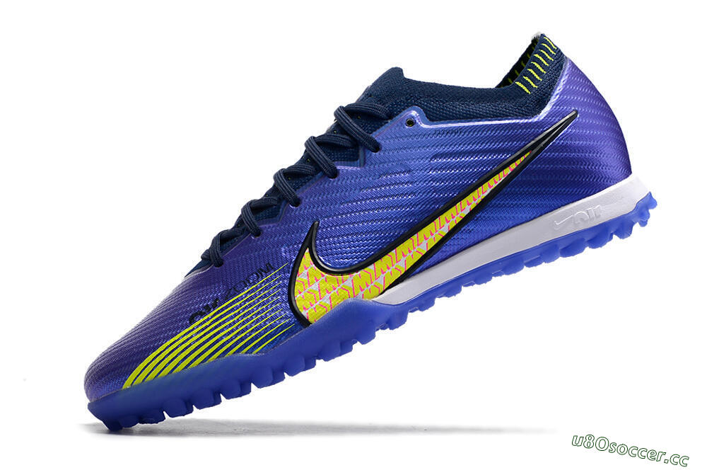 Men's Nike Air Zoom Mercurial Vapor 15 Elite TF Artificial Turf Low-Tops Football Shoes - Blue/Green/Yellow 5
