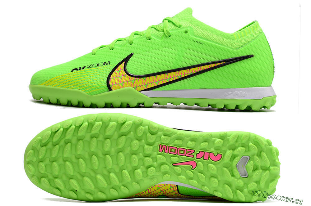 Men's Nike Air Zoom Mercurial Vapor 15 Elite TF Artificial Turf Low-Tops Football Shoes - Green/Yellow/Pink 1