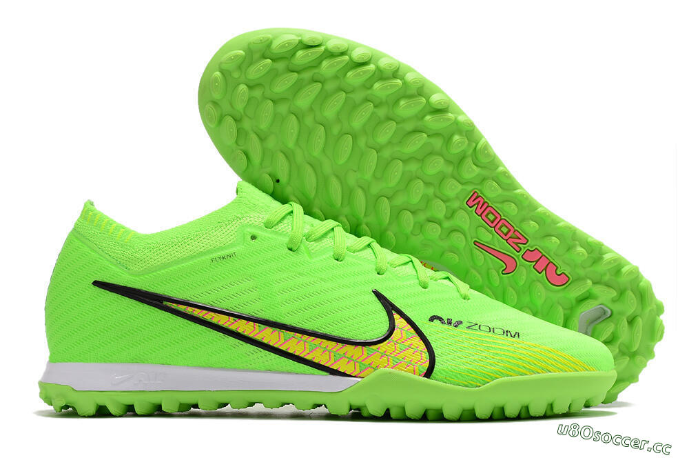 Men's Nike Air Zoom Mercurial Vapor 15 Elite TF Artificial Turf Low-Tops Football Shoes - Green/Yellow/Pink 2