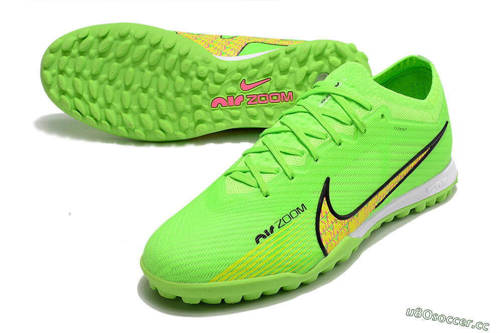 Men's Nike Air Zoom Mercurial Vapor 15 Elite TF Artificial Turf Low-Tops Football Shoes - Green/Yellow/Pink 3