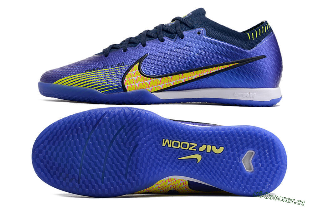 Men's Nike Air Zoom Mercurial Vapor 15 Elite IC Futsal/Indoor Low-Tops Football Shoes - Blue/Green/Yellow 1