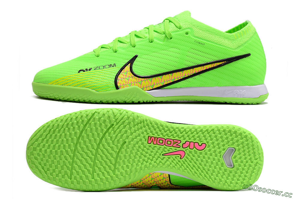 Men's Nike Air Zoom Mercurial Vapor 15 Elite IC Futsal/Indoor Low-Tops Football Shoes - Green/Yellow/Pink 1