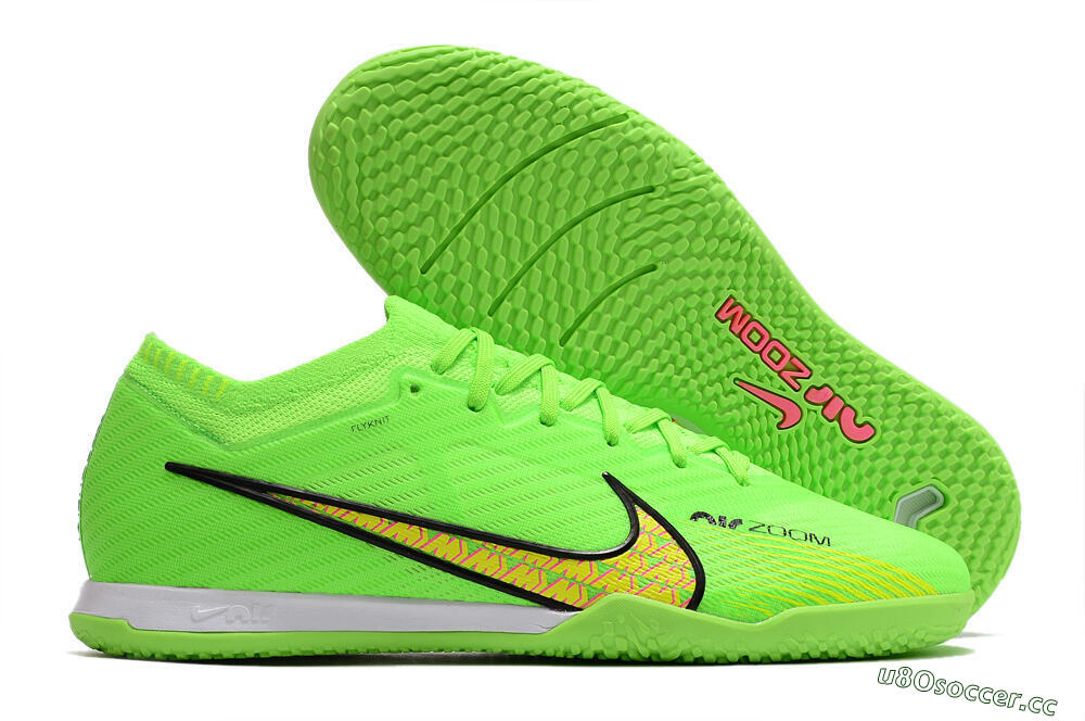 Men's Nike Air Zoom Mercurial Vapor 15 Elite IC Futsal/Indoor Low-Tops Football Shoes - Green/Yellow/Pink 2