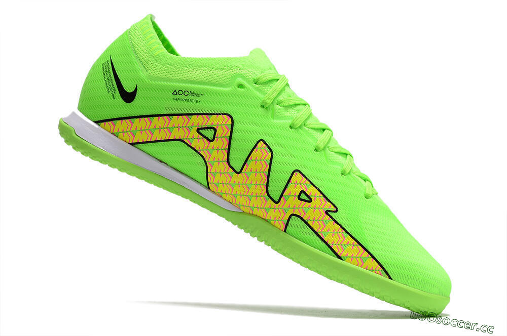 Men's Nike Air Zoom Mercurial Vapor 15 Elite IC Futsal/Indoor Low-Tops Football Shoes - Green/Yellow/Pink 4