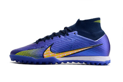 Men's Nike Air Zoom Mercurial Superfly 9 Elite TF Artificial Turf High-Tops Football Shoes - Blue/Green/Yellow