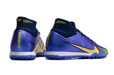 Men's Nike Air Zoom Mercurial Superfly 9 Elite TF Artificial Turf High-Tops Football Shoes - Blue/Green/Yellow