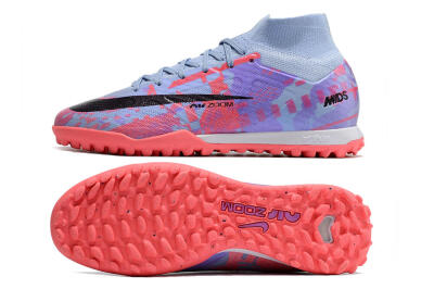 Men's Nike Air Zoom Mercurial Superfly 9 Elite TF Artificial Turf High-Tops Football Shoes - Blue/Purple/Red