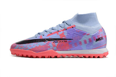 Men's Nike Air Zoom Mercurial Superfly 9 Elite TF Artificial Turf High-Tops Football Shoes - Blue/Purple/Red