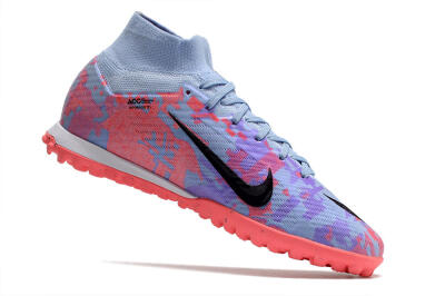 Men's Nike Air Zoom Mercurial Superfly 9 Elite TF Artificial Turf High-Tops Football Shoes - Blue/Purple/Red