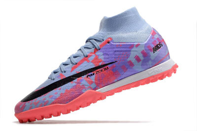 Men's Nike Air Zoom Mercurial Superfly 9 Elite TF Artificial Turf High-Tops Football Shoes - Blue/Purple/Red