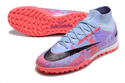 Men's Nike Air Zoom Mercurial Superfly 9 Elite TF Artificial Turf High-Tops Football Shoes - Blue/Purple/Red