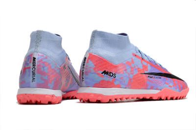 Men's Nike Air Zoom Mercurial Superfly 9 Elite TF Artificial Turf High-Tops Football Shoes - Blue/Purple/Red