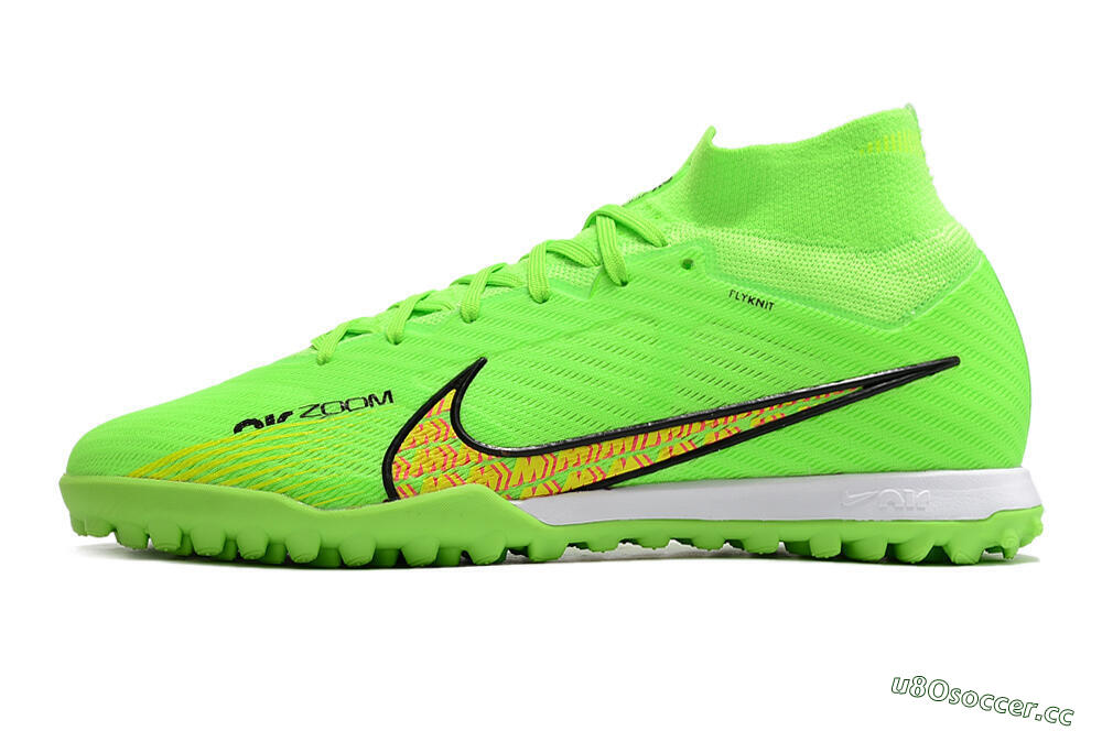 Men's Nike Air Zoom Mercurial Superfly 9 Elite TF Artificial Turf High-Tops Football Shoes - Green/Yellow/Pink 0