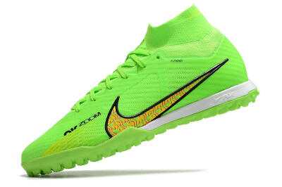 Men's Nike Air Zoom Mercurial Superfly 9 Elite TF Artificial Turf High-Tops Football Shoes - Green/Yellow/Pink