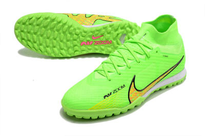 Men's Nike Air Zoom Mercurial Superfly 9 Elite TF Artificial Turf High-Tops Football Shoes - Green/Yellow/Pink