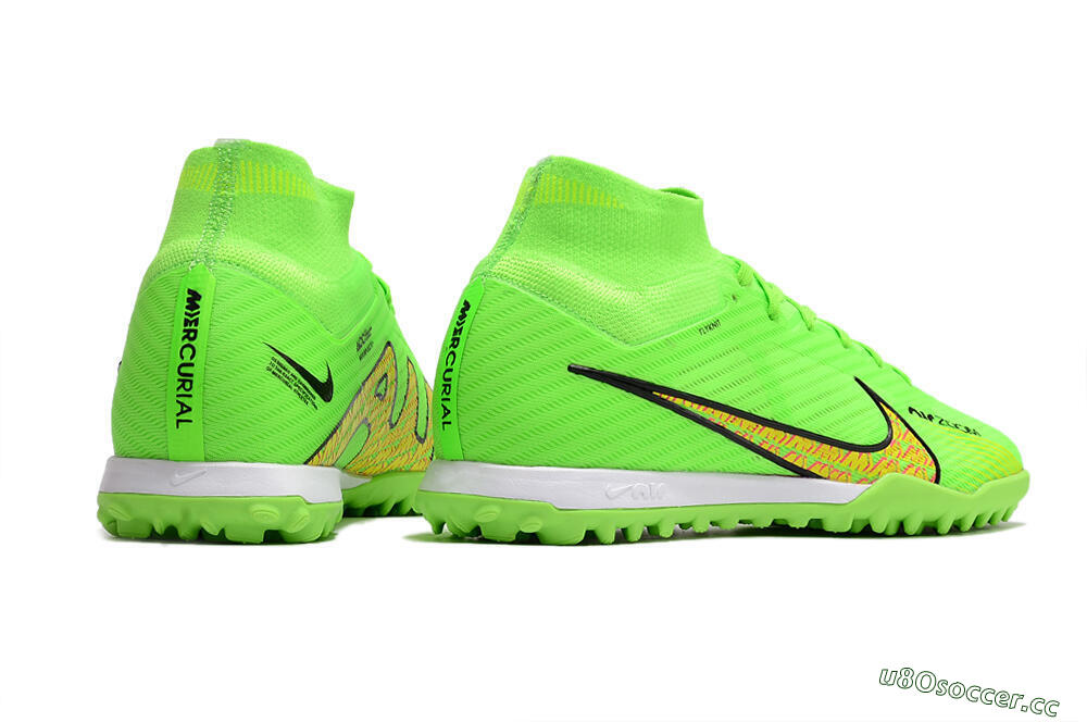 Men's Nike Air Zoom Mercurial Superfly 9 Elite TF Artificial Turf High-Tops Football Shoes - Green/Yellow/Pink 6
