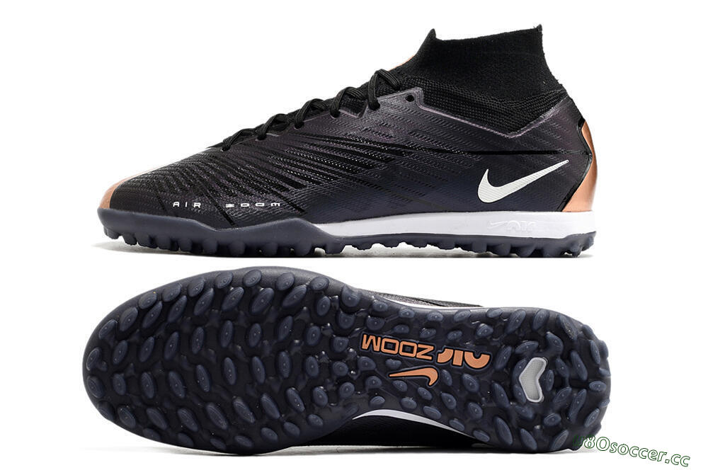 Men's Nike Air Zoom Mercurial Superfly 9 Elite TF Artificial Turf High-Tops Football Shoes - Black/White 1