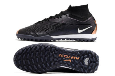 Men's Nike Air Zoom Mercurial Superfly 9 Elite TF Artificial Turf High-Tops Football Shoes - Black/White