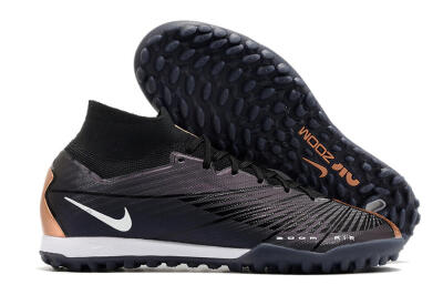 Men's Nike Air Zoom Mercurial Superfly 9 Elite TF Artificial Turf High-Tops Football Shoes - Black/White