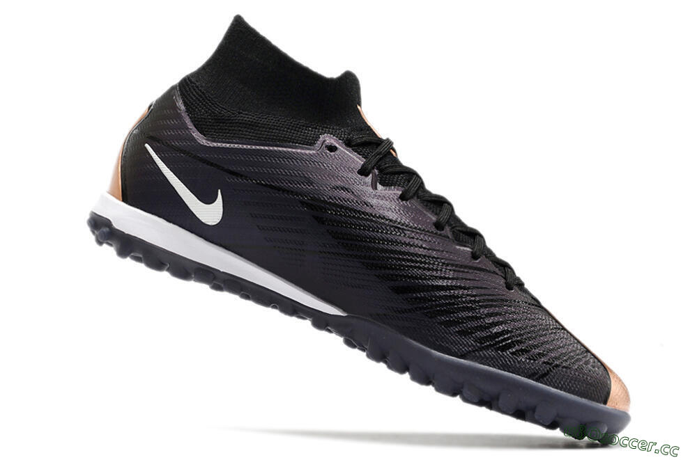 Men's Nike Air Zoom Mercurial Superfly 9 Elite TF Artificial Turf High-Tops Football Shoes - Black/White 4