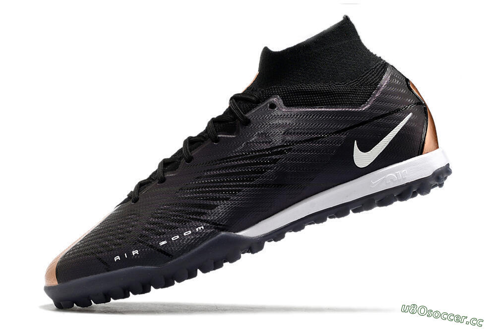 Men's Nike Air Zoom Mercurial Superfly 9 Elite TF Artificial Turf High-Tops Football Shoes - Black/White 5