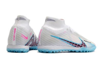 Men's Nike Air Zoom Mercurial Superfly 9 Elite TF Artificial Turf High-Tops Football Shoes - White/Blue/Pink