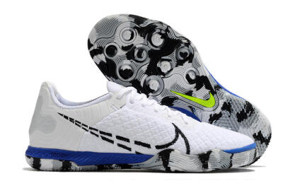 Men's Nike Reactgato IC Futsal/Indoor Low-Tops Football Shoes - White/Black/Blue