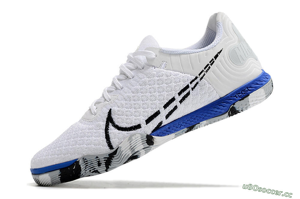 Men's Nike Reactgato IC Futsal/Indoor Low-Tops Football Shoes - White/Black/Blue 5