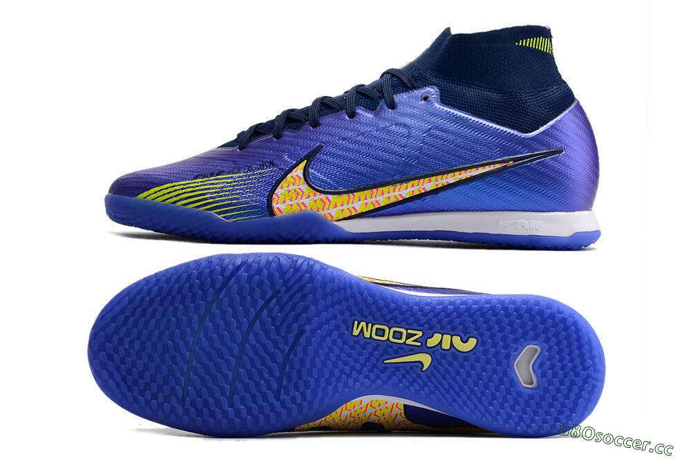 Men's Nike Air Zoom Mercurial Superfly 9 Elite IC Futsal/Indoor High-Tops Football Shoes - Blue/Green/Yellow 1