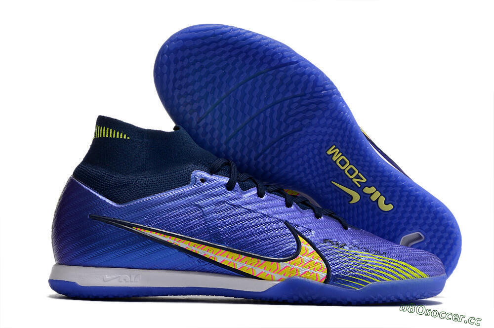 Men's Nike Air Zoom Mercurial Superfly 9 Elite IC Futsal/Indoor High-Tops Football Shoes - Blue/Green/Yellow 2