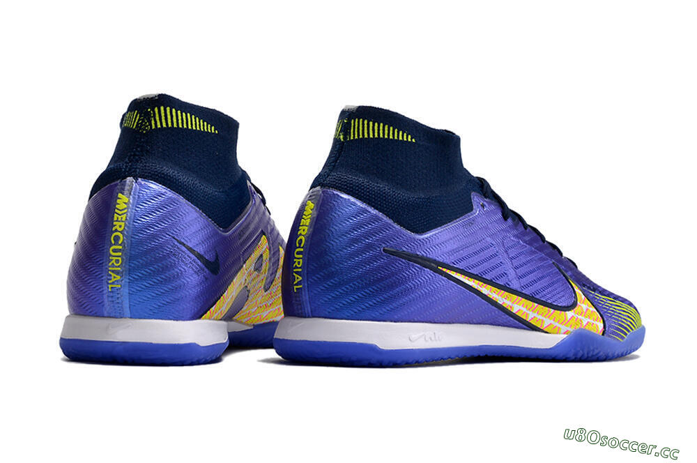 Men's Nike Air Zoom Mercurial Superfly 9 Elite IC Futsal/Indoor High-Tops Football Shoes - Blue/Green/Yellow 6