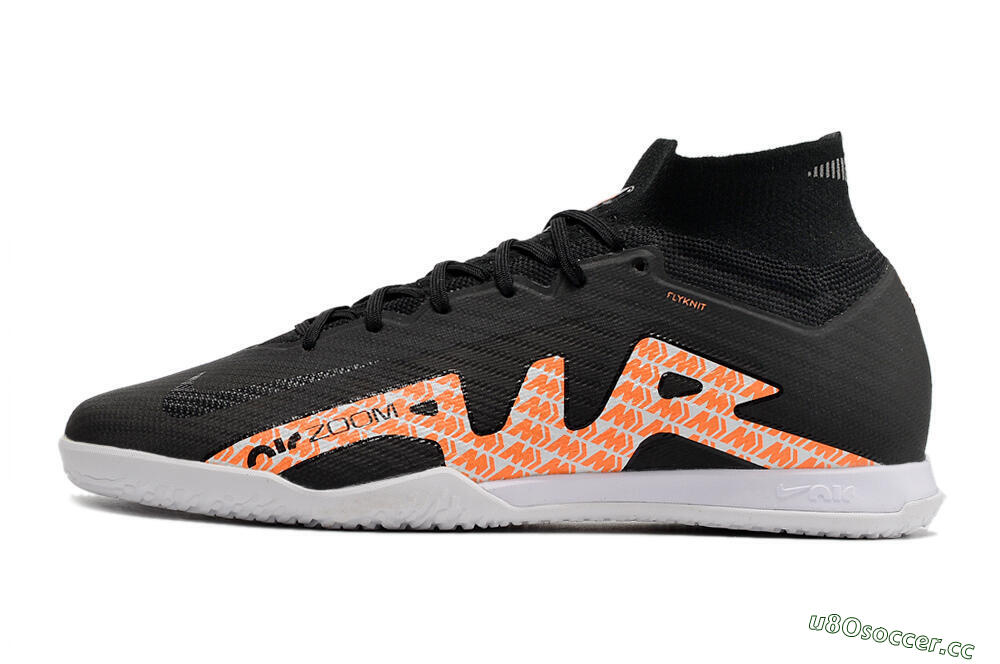 Men's Nike Air Zoom Mercurial Superfly 9 Elite IC Futsal/Indoor High-Tops Football Shoes - Black/White/Orange 0