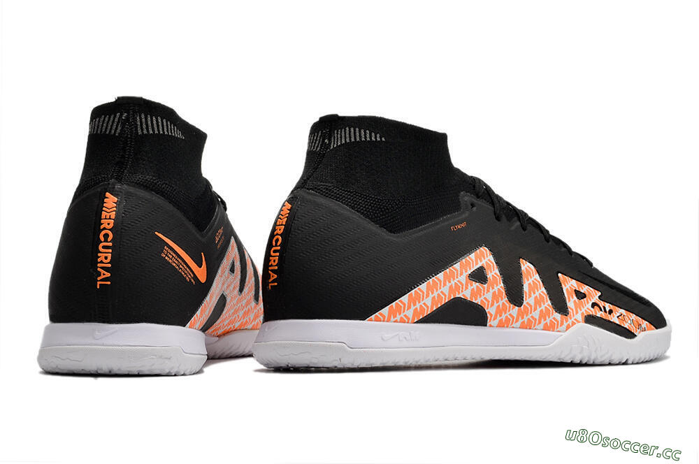 Men's Nike Air Zoom Mercurial Superfly 9 Elite IC Futsal/Indoor High-Tops Football Shoes - Black/White/Orange 6