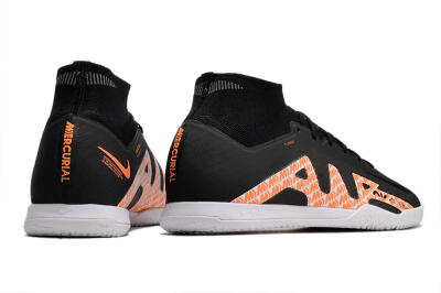 Men's Nike Air Zoom Mercurial Superfly 9 Elite IC Futsal/Indoor High-Tops Football Shoes - Black/White/Orange