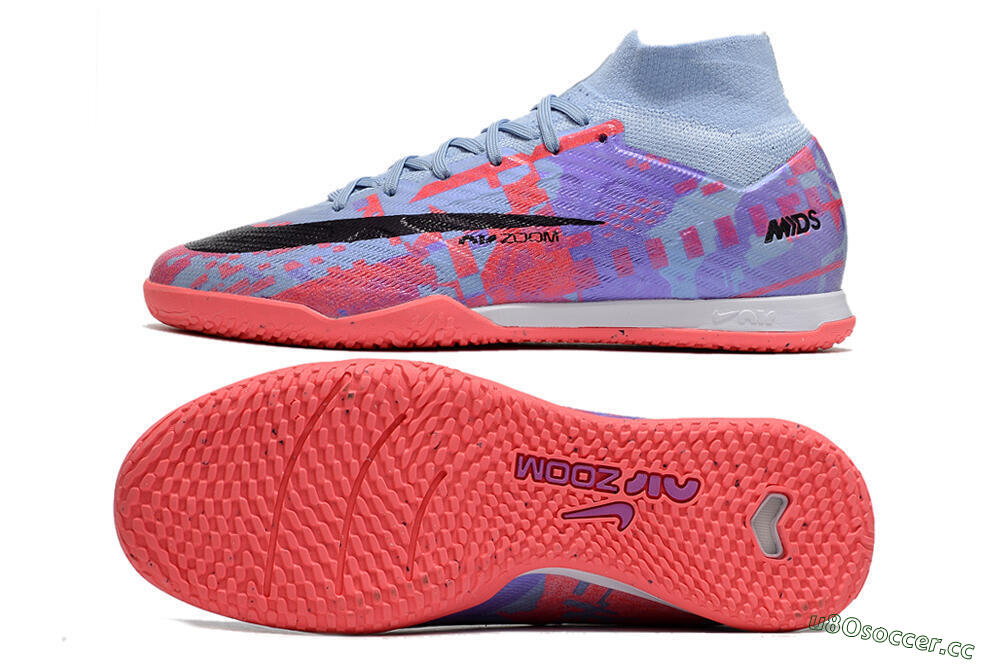 Men's Nike Air Zoom Mercurial Superfly 9 Elite IC Futsal/Indoor High-Tops Football Shoes - Blue/Purple/Red 1