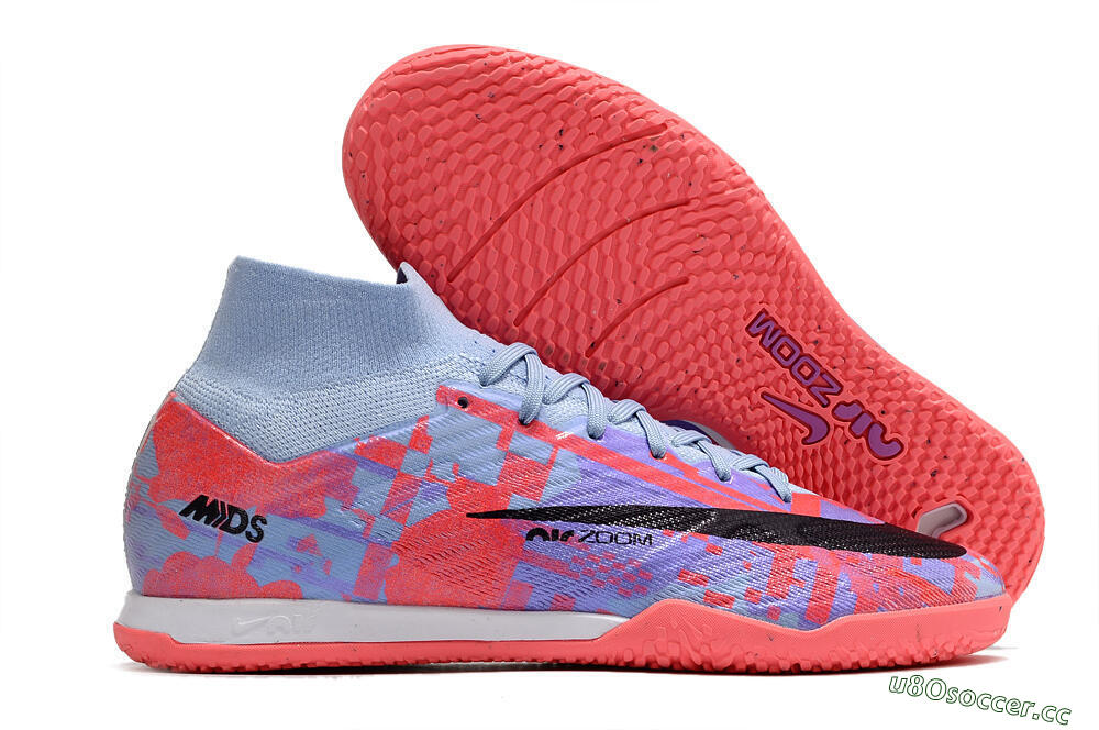 Men's Nike Air Zoom Mercurial Superfly 9 Elite IC Futsal/Indoor High-Tops Football Shoes - Blue/Purple/Red 2