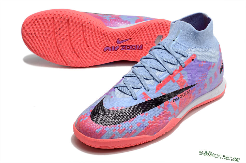 Men's Nike Air Zoom Mercurial Superfly 9 Elite IC Futsal/Indoor High-Tops Football Shoes - Blue/Purple/Red 3