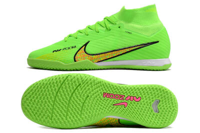 Men's Nike Air Zoom Mercurial Superfly 9 Elite IC Futsal/Indoor High-Tops Football Shoes - Green/Yellow/Pink