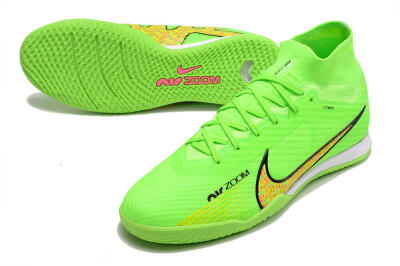 Men's Nike Air Zoom Mercurial Superfly 9 Elite IC Futsal/Indoor High-Tops Football Shoes - Green/Yellow/Pink