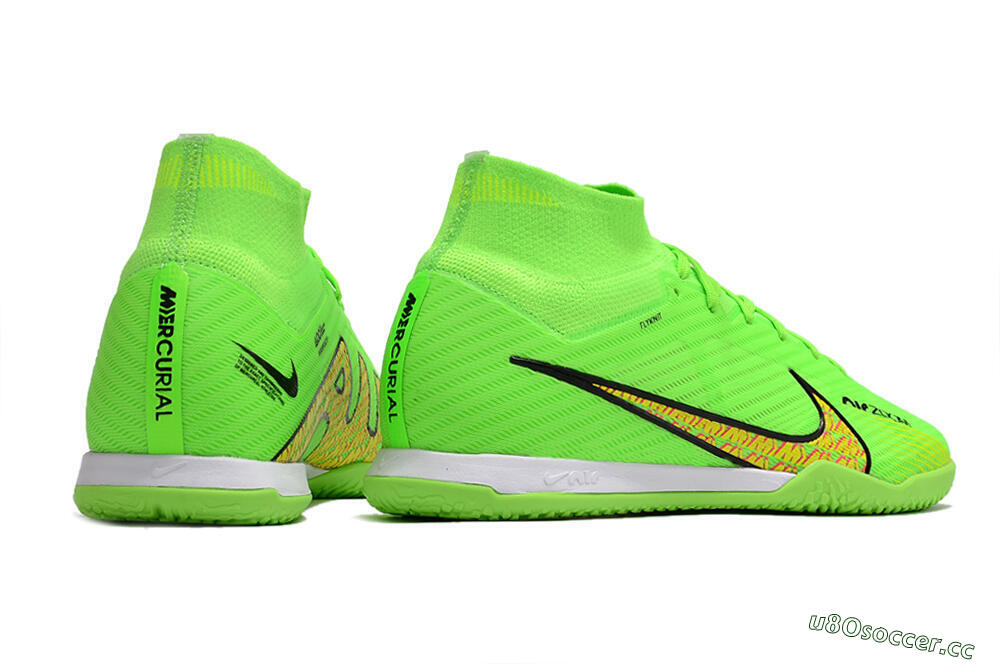 Men's Nike Air Zoom Mercurial Superfly 9 Elite IC Futsal/Indoor High-Tops Football Shoes - Green/Yellow/Pink 6