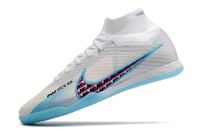 Men's Nike Air Zoom Mercurial Superfly 9 Elite IC Futsal/Indoor High-Tops Football Shoes - White/Blue/Pink