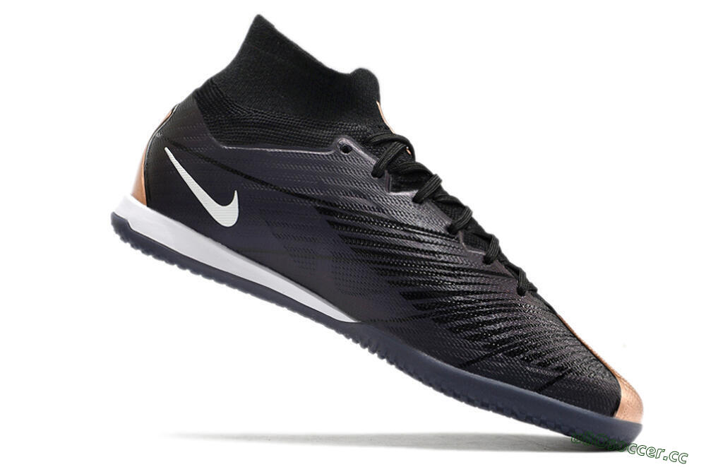 Men's Nike Air Zoom Mercurial Superfly 9 Elite IC Futsal/Indoor High-Tops Football Shoes - Black/White/Gold 4