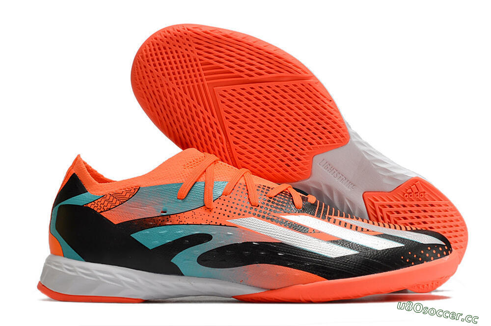 Men's Adidas X Speedportal.1 IC Futsal/Indoor Low-Tops Football Shoes - Orange/Silver/Black/Blue 2