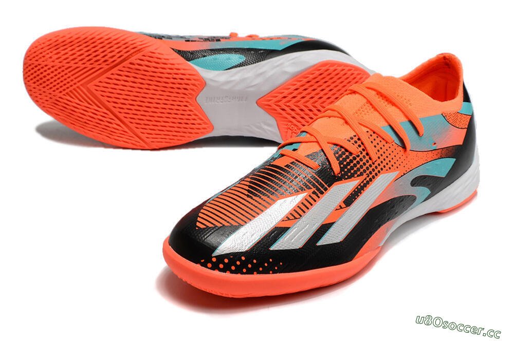 Men's Adidas X Speedportal.1 IC Futsal/Indoor Low-Tops Football Shoes - Orange/Silver/Black/Blue 3
