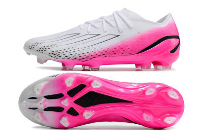 Men's Adidas X Speedportal.1 FG Firm Ground Low-Tops Football Boots - White/Pink/Black