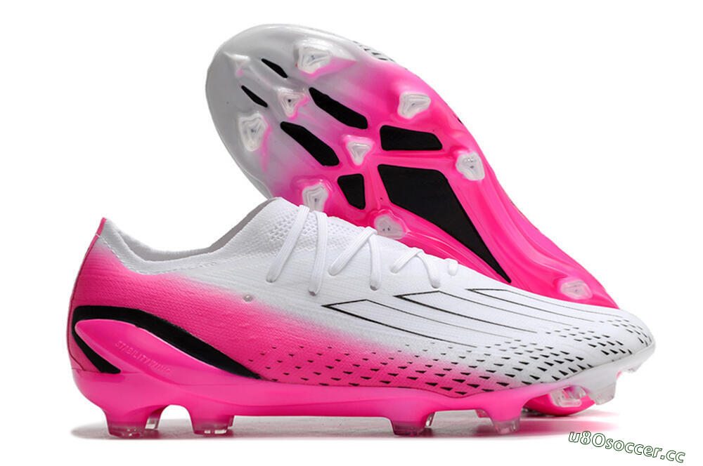 Men's Adidas X Speedportal.1 FG Firm Ground Low-Tops Football Boots - White/Pink/Black 2