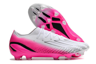 Men's Adidas X Speedportal.1 FG Firm Ground Low-Tops Football Boots - White/Pink/Black