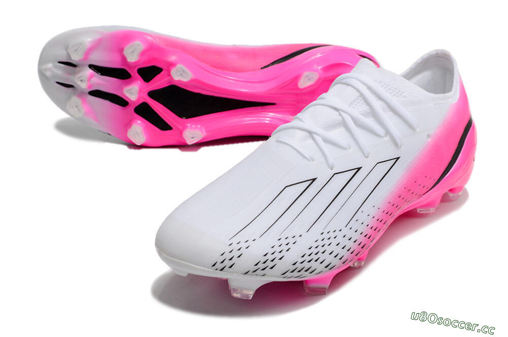 Men's Adidas X Speedportal.1 FG Firm Ground Low-Tops Football Boots - White/Pink/Black 3